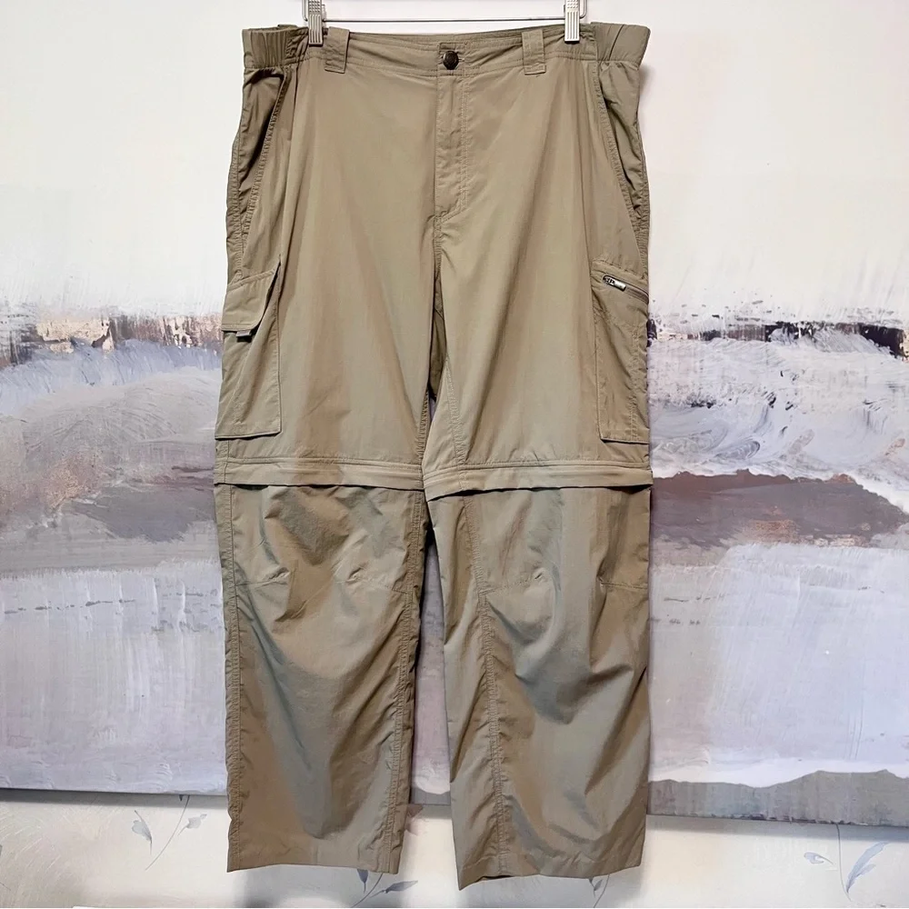 COLUMBIA‎ Pants Men's 38x27 Beige OMNI SHADE Sun Protection CONVERTIBLE Zip Off